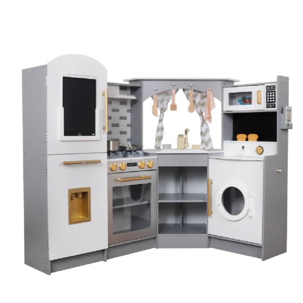 Premium Grey Wooden Kids Kitchen Set